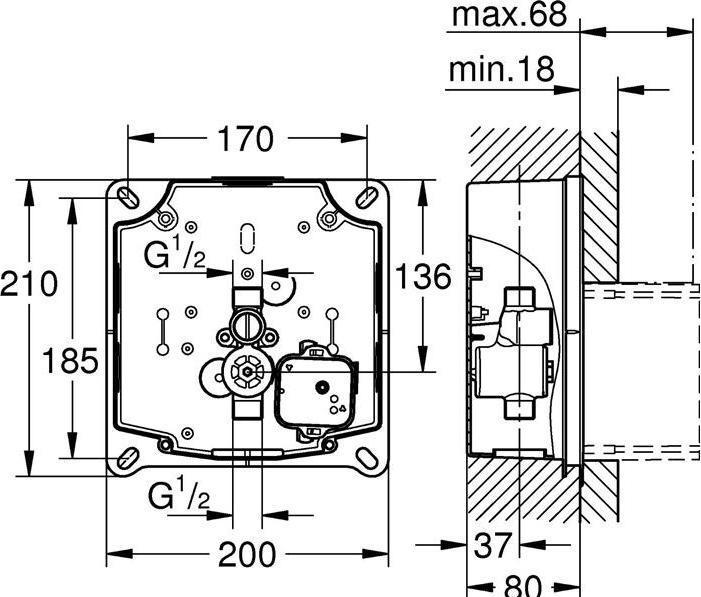 Produktbild Grohe Rapido U Rohbauset für Urinal