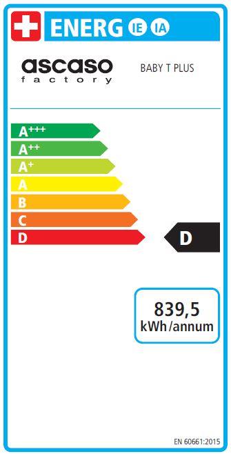 Label énergétique Ascaso Baby T Plus