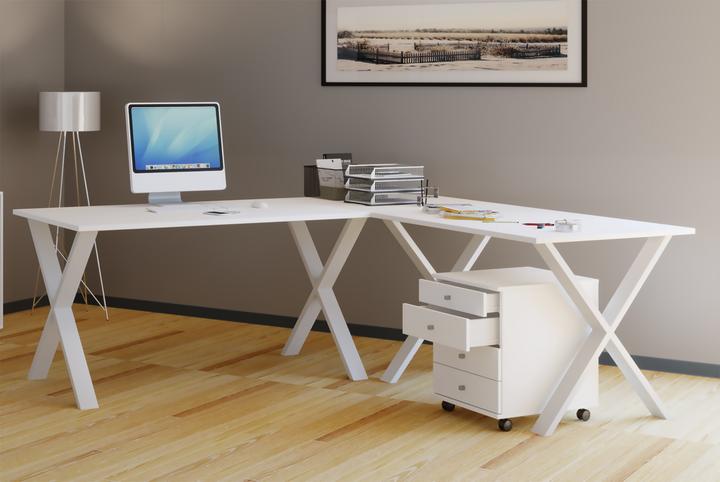 Image du produit VCM Mobilier de bureau Bureau d'angle Lona 80 X Alu Blanc (220 x 80 x 76 cm)