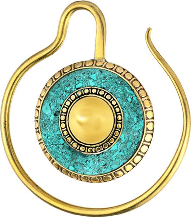 Immagine prodotto Star Piercing Ohrgewicht Ring vergoldet Medallion mit Türkis Stein Ring (Ottone, Mnerale)