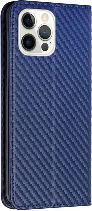Produktbild Cover-Discount iPhone 15 Pro - Carbon Look Flip Case Hülle blau (Apple iPhone 15 Pro)