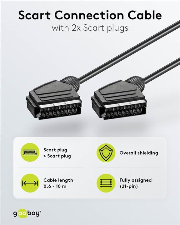 Actual product image Goobay Scart connection cable, nickel-plated, ø 7 mm (2 m, Scart)