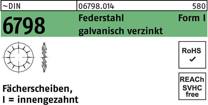 Produktbild Fächerscheibe DIN 6798 Form I innengezahnt I 5,3 Federstahl galvanisch verzinkt