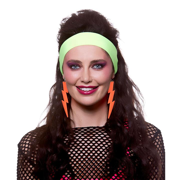 Actual product image Wicked Costumes 80's neon earrings flash in neon orange