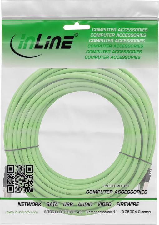 Immagine prodotto InLine Cavo di rete industriale, M12 8-pin X-coded plug to RJ45 plug, Cat.6A PUR, 20m (SF/UTP, CAT6a, 20 m)