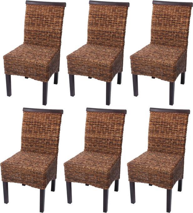 Immagine prodotto Mendler 6x Sedia da pranzo Sedia in vimini M45 Sedia Banana Wicker - scura, senza cuscini
