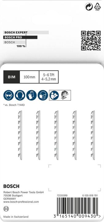 Produktbild Bosch Professional Zubehör PRO Hardwood fast T144DF Stichsägeblatt, 100 mm, 5-tlg.