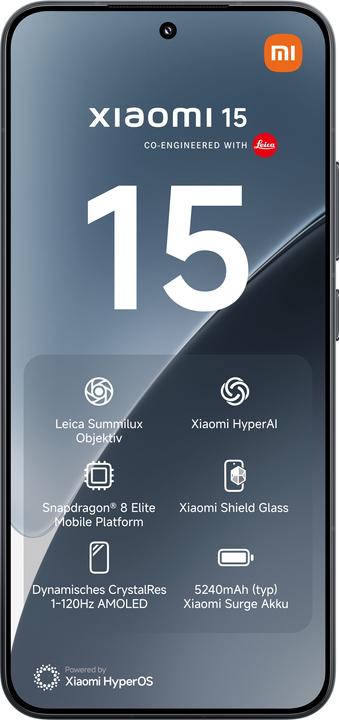 Produktbild Xiaomi 15 (512 GB, Black, 6.36", Dual SIM, 50 Mpx, 5G)