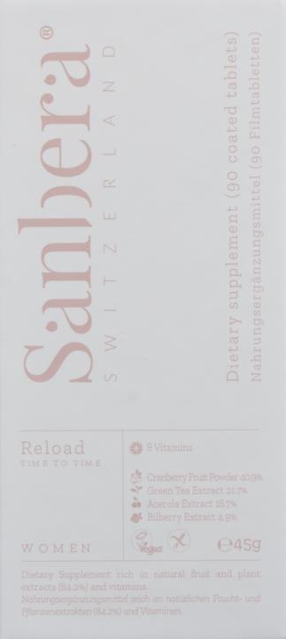 Nährwerte und Zutaten Sanbera Nightly Reload Women (90 Stück, Tabletten)