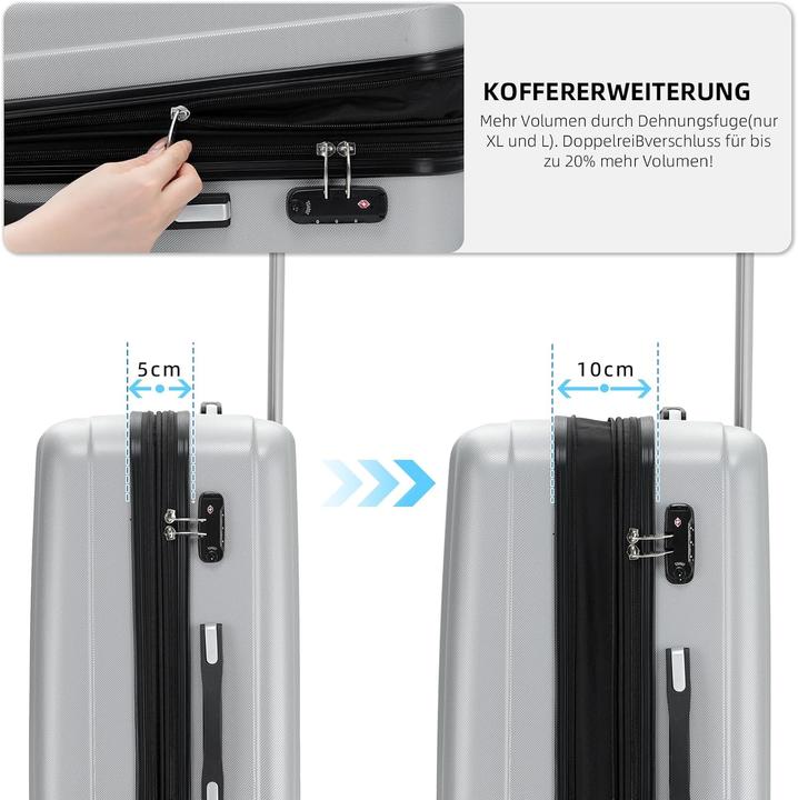 Actual product image Beibye 3-teiliges Reisekofferset 2080 (Hand luggage (up to 50 litres), M (50 - 90l), L (90 - 115l))