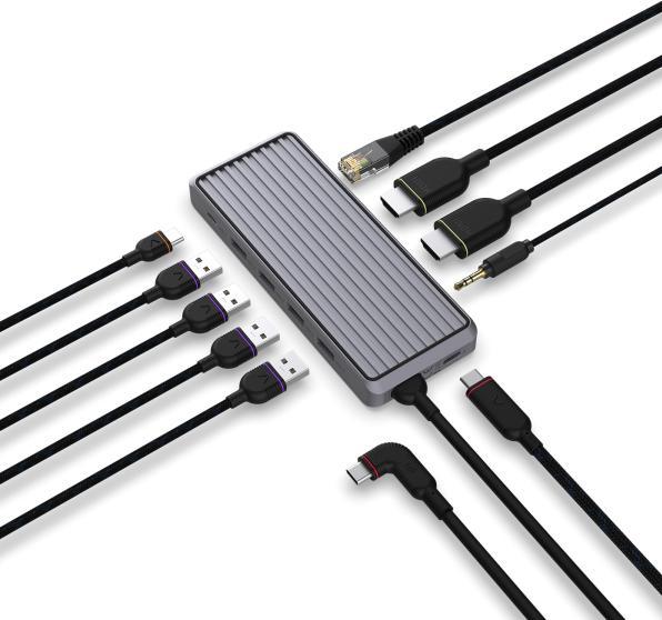 Image du produit Unisynk 10 POrt Hub USB-C 4K 60Hz 100W Gris (USB-C)