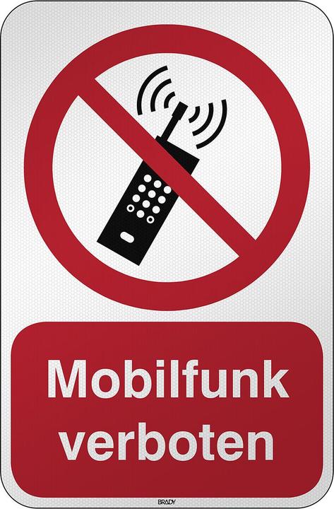 Actual product image Brady P/P013/EN218/RFL-390X590-1, ISO safety sign - Mobile radio prohibited, Laminated polyeste