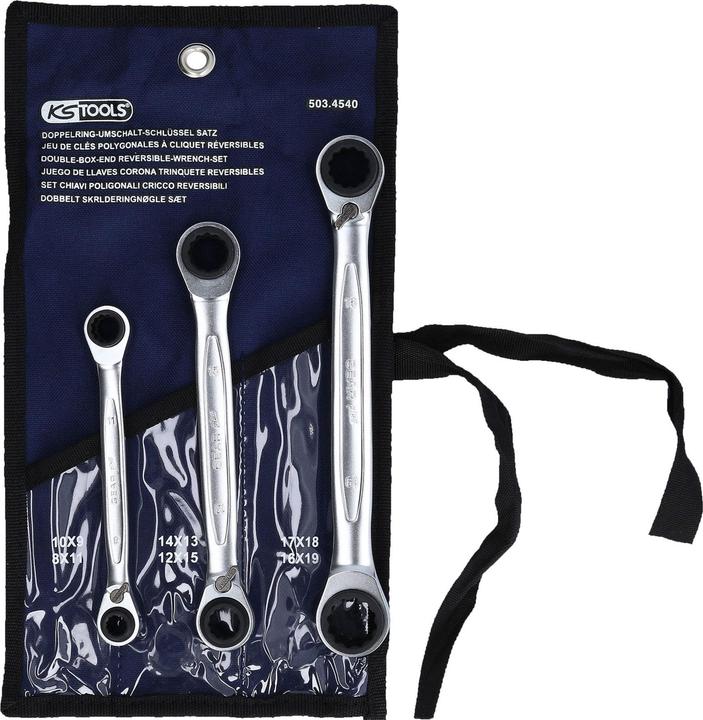 Actual product image KS Tools 4 in 1 GEARplus reversible double ratchet ring wrench set (19 mm, 8 mm, 10 mm, 14 mm, 18 mm, 11 mm, 12 mm, 17 mm, 15 mm, 13 mm, 9 mm, 16 mm)