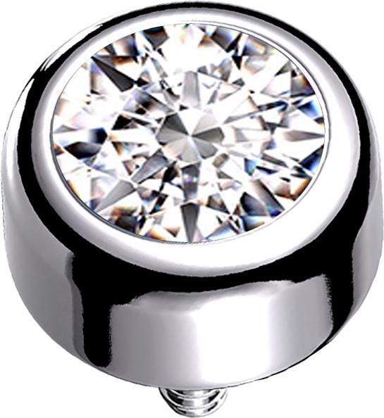 Produktbild Star Piercing Dermal Anchor Zylinder silber mit Kristall silber (ohne Messing, Titan G23)