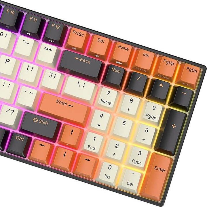 Actual product image Royal Kludge Mechanical keyboard RK100 RGB, brown switch (black-orange) (Eng. Int., Wireless)