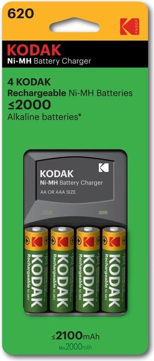 Actual product image Kodak Charger K620-E+ 4 Rechargeable Batteries 2100 mAh (4 pcs., AA, AAA, 2100 mAh)