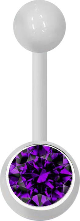 Image du produit Star Piercing Banane blanche avec boule et boule de cristal violette (Acrylique, sans laiton)