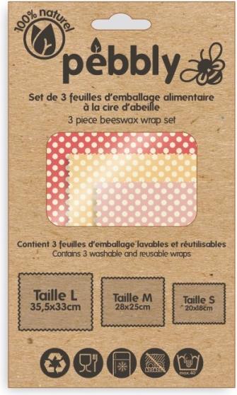 Actual product image Pebbly Beeswax cloths, set of 3, S-M-L (3 x)
