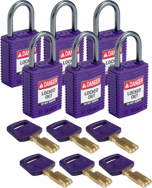 Actual product image Brady SafeKey Compact nylon padlocks with aluminium shackle for lockout applications