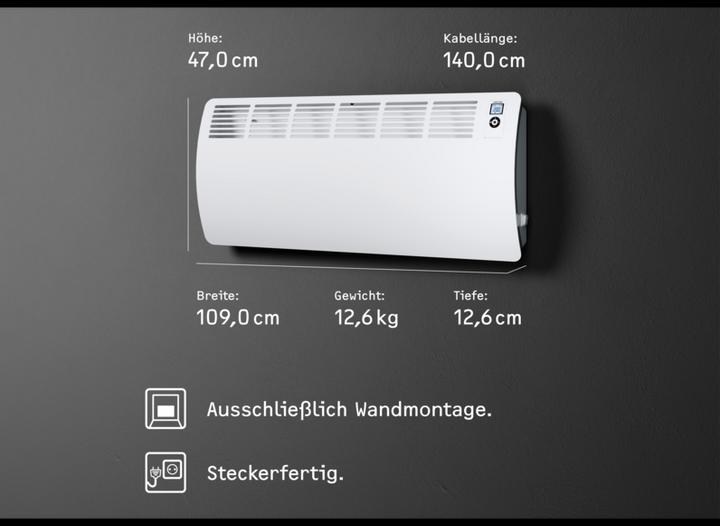 Immagine prodotto Stiebel Eltron CON 30 Premium, convettore a parete da 3,0 kW per circa 35 m², testato VDE (3000 W)