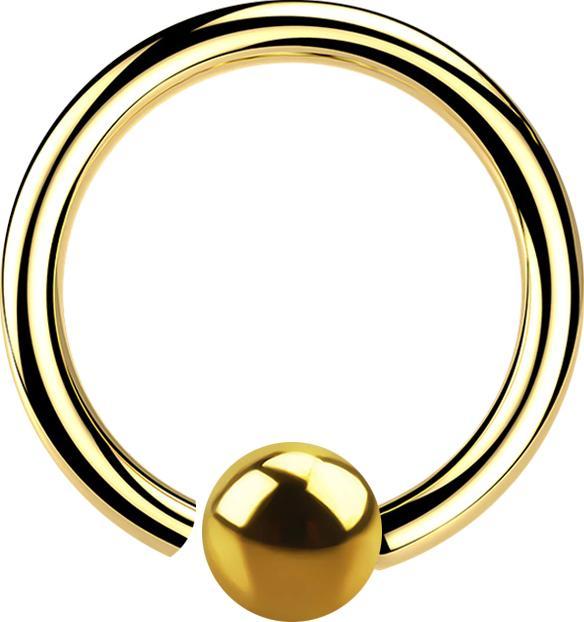 Actual product image Star Piercing Micro Closure Ring gold-plated with ball fixed on one side (Surgical steel 316L)