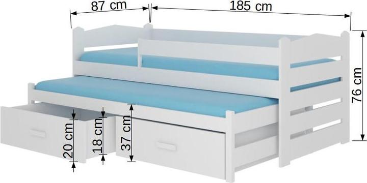 Produktbild ADRK Furniture Doppelbett mit Geländer und Matratzen TIARRO 180x80 (180 x 80 cm)