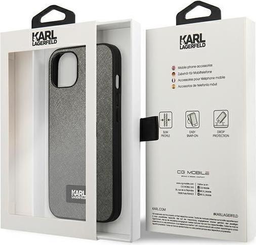 Immagine prodotto Karl Lagerfeld KLHCP13SSFMP2DG Custodia rigida per iPhone 13 mini 5,4" argento / argento Saffiano Plaque (Apple iPhone 13 mini)