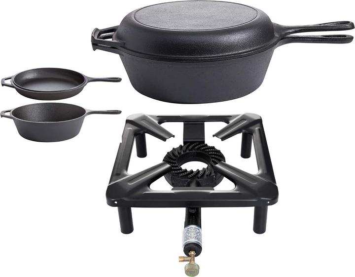 Actual product image All'Grill Stool cooker set (small) with cast iron pans combi set Ø 26 cm - without safety pilot