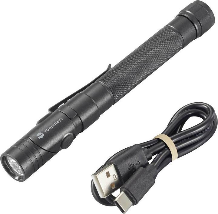 Actual product image Toolcraft 2 in 1 SMD LED torch with strobe mode, with USB interface (14.20 cm, 250 lm)
