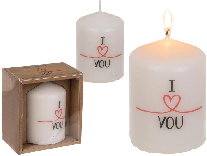 Produktbild Sombo Stumpenkerze I love you 6x8cm 181140 (1 Stk.)