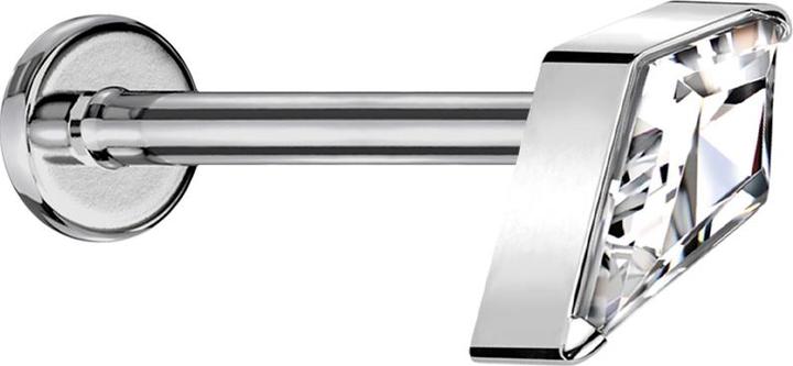 Star Piercing Micro Threadless Labret silber Diamant silber mit Kristall silber (Titan G23, ohne Messing)