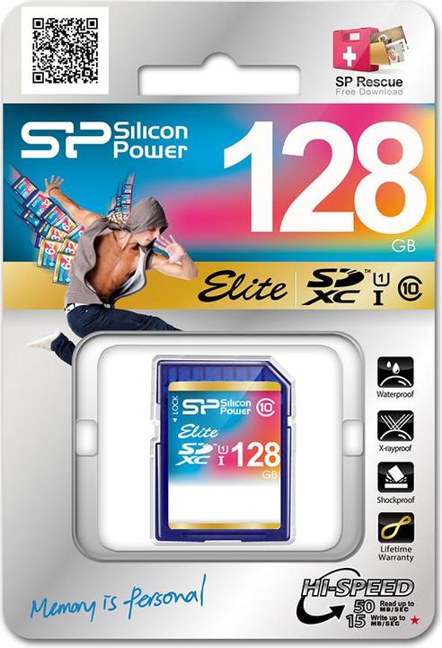 Immagine prodotto Silicon Power Elite UHS-I 128GB SDXC 85/10 MBs SP128GBSDHAU1V10 (128 GB, SDXC, U1, UHS-I)