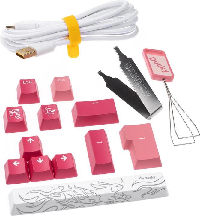 Actual product image Ducky One 3 Gossamer TKL Pink Gaming Keyboard - MX-Blue (DE, Cable)