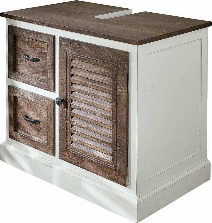 Produktbild Loberon Waschbeckenunterschrank Farmington weiss/braun
