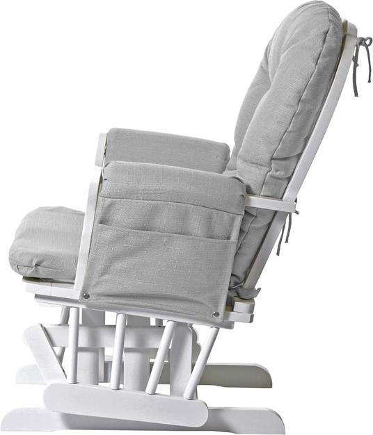 Immagine prodotto Swisshandel24 Poltrona relax, poltrona a dondolo con sgabello, tessuto/tessuto - grigio chiaro, struttura bianca