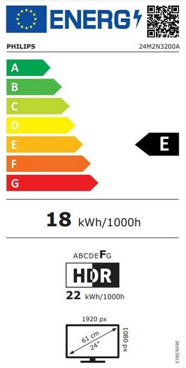 Energy Label Philips MMD 2N3200A/00, IPS Monitor,,, height adjustable, Speakers, 2x HDMI, DisplayPort (1920 x 1080 pixels, 23.80")