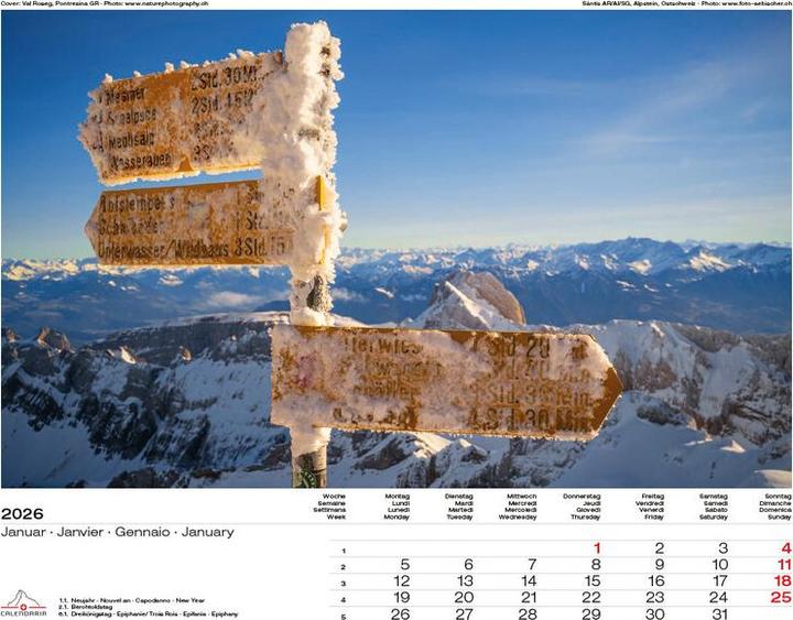 Produktbild Swiss Panorama 2026 (40 x 31 cm, Harter Einband, Französisch, Deutsch, Englisch, Italienisch)
