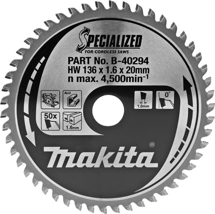 Actual product image Makita SPECIALIZED Saw blade 136/20 for metal cordless cut-off saws