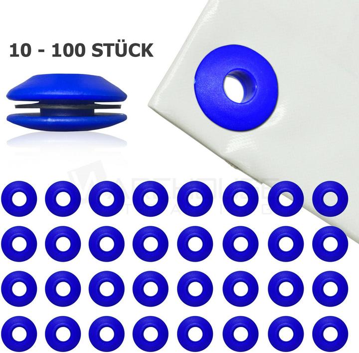 Actual product image Tarpaulin eyelets, blue - 10 pieces