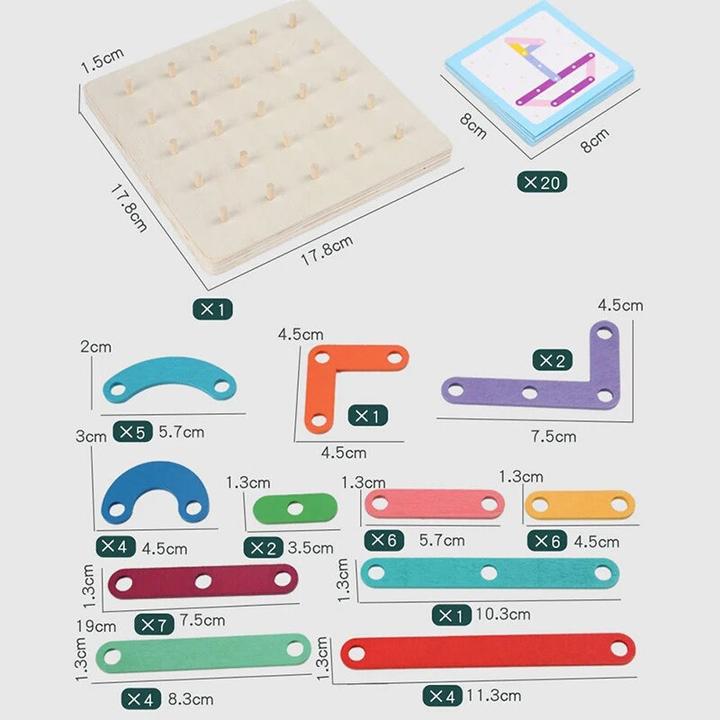 Produktbild Activity Board Motorikspielzeug, Baby Kreativspielzeug, Grafik Geometrische Stecktafel, Puzzle mit Karten für