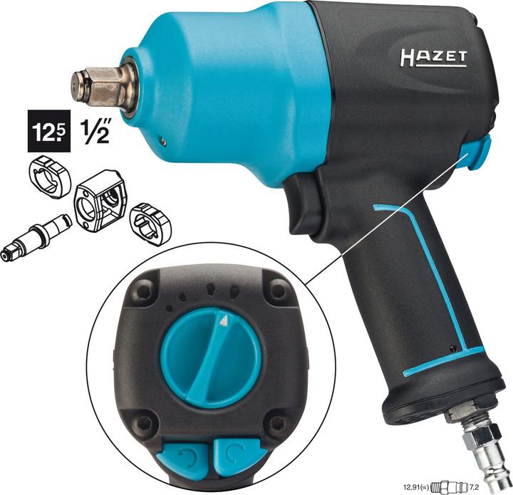 Produktbild HAZET Schlagschrauber 9012EL-SPC ∙ Lösemoment maximal: 1700 Nm ∙ Vierkant 12,5 mm (1/2 Zoll) ∙ Hoch… (Druckluft)