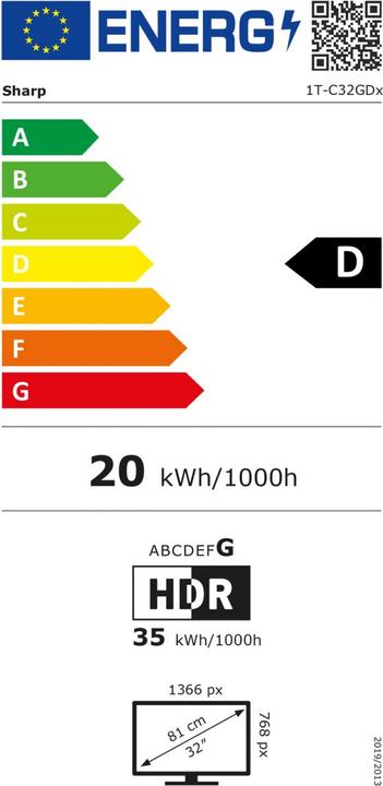 Energie-Label Sharp 32GD2225E schwarz (32", LCD, HD ready)
