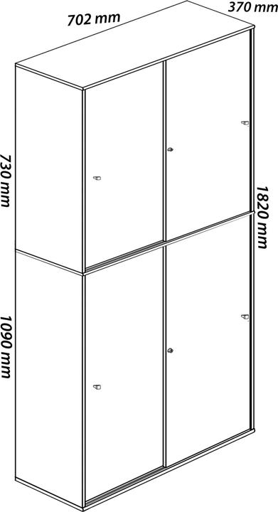 Actual product image VCM Office cabinet sliding doors Lona 5gang (70 x 37 x 184 cm)
