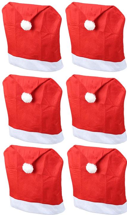 Image du produit Novaliv Noël Housses de chaises set de 6 I Rouge I Bonnet de Père Noël I Housses de chaises salle à manger
