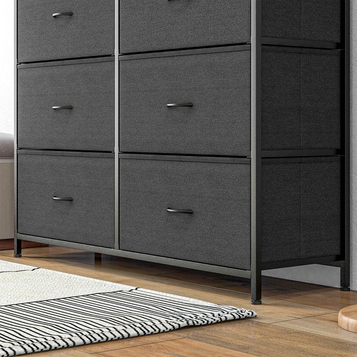 Produktbild Swisshandel24 Kommode, Sideboard mit Stoffschubladen, 10 Fächer, Metallrahmen, 100x30x100cm, Schwarz (100 x 30 x 100 cm)