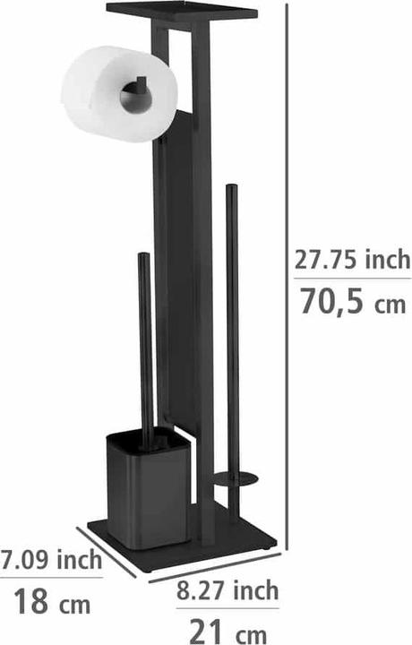 Produktbild Wenko Stand WC-Garnitur Mod. Debar mit Ablage Schwarz aus rostfreiem Edelstahl
