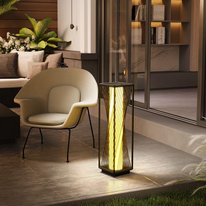 Immagine prodotto Swisshandel24 Stehlampe Rattan mit Lichtsensor Solarlampen Boho-Stil IP44 (15 lm, IP44)