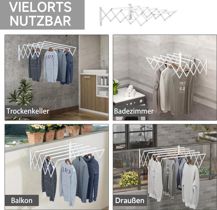 Produktbild Homcom Wäscheständer mit Wandmontage und zusammenklappbar