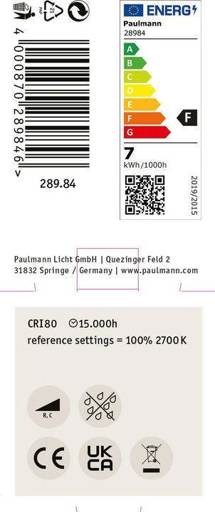 Energie-Label Paulmann Reflektor (GU10, 7 W, 550 lm, 1 x, F)