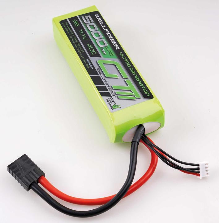 Produktbild Wellpower LIPO AKKU ULTIMA GT II Car 5000 mAh / 11,1Volt 3S 40/80C CH5/8 TRX (11.10 V, 5000 mAh)